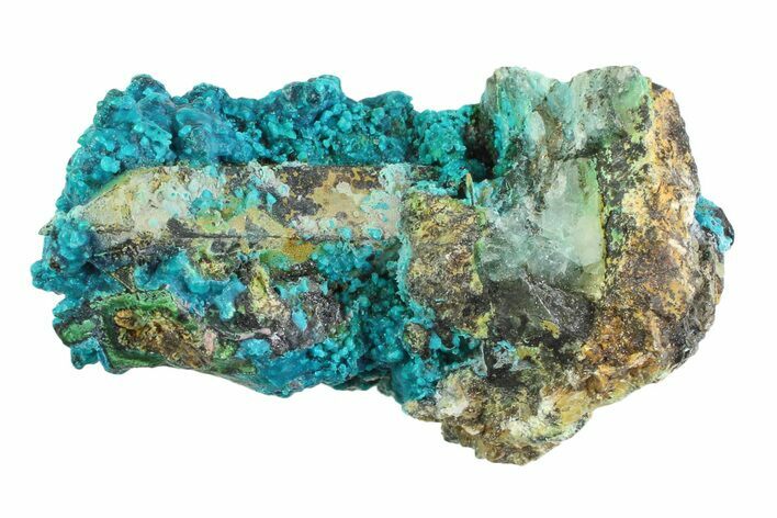 Vibrant Teal Chrysocolla with Quartz Formation - Peru #358715